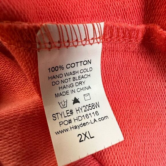 NWT Hayden Plus Size PinK Purple Tie Dye French Terry Dress Cold Shoulders - 2XL - Picture 6 of 11